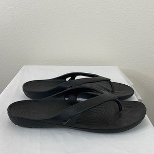 Crocs Flip Flops Black Slip on Size 11 W